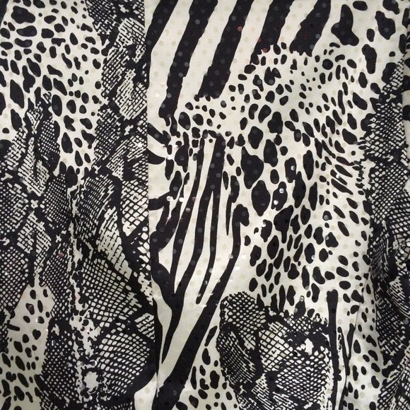 Joseph Ribkoff Womens Sequin Jacket Sz 8 Animal Print Black White Button Lined - Picture 6 of 8